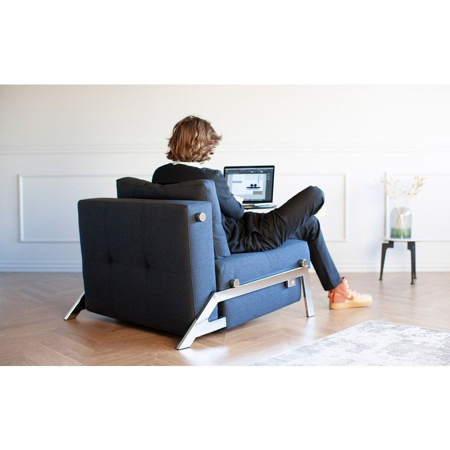 Cubed Slaapstoel Blauw / Chrome Cubed Slaapstoel Blauw / Chrome