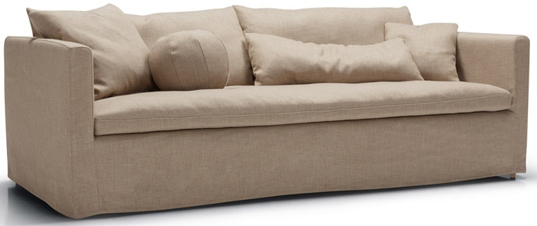Sits Lill 3-zits Bank met Ronde Kussen Goud Beige
