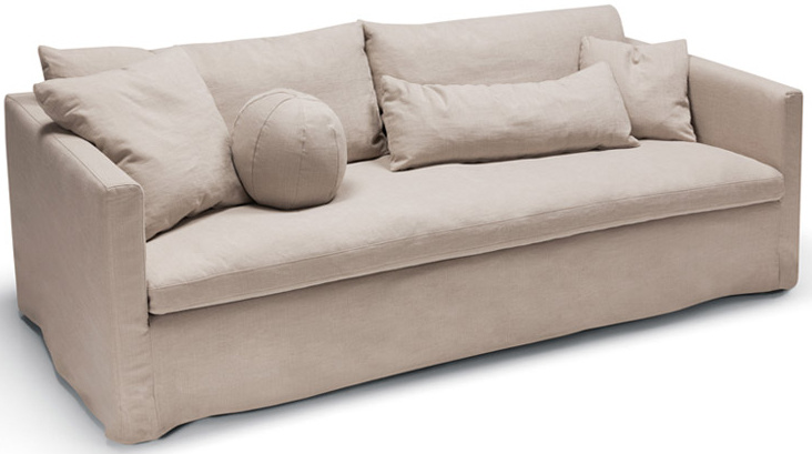 Sits Lill 3-zits Bank met Ronde Kussen Lichtbeige