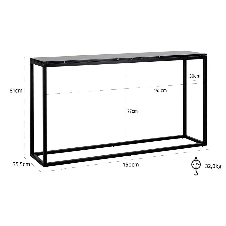 Beaumont Wandtafel Zwart Beaumont Wandtafel Zwart