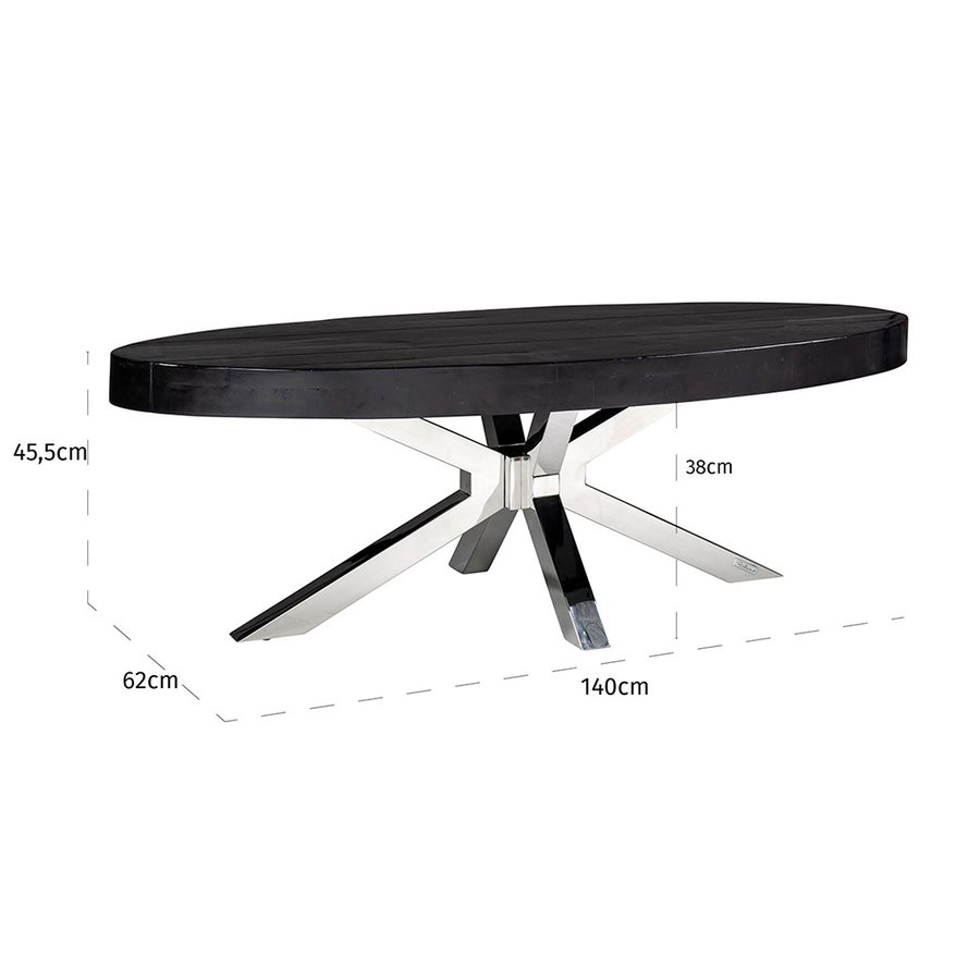 Grandis Ovale Salontafel Zwart / Zilver Grandis Ovale Salontafel Zwart / Zilver