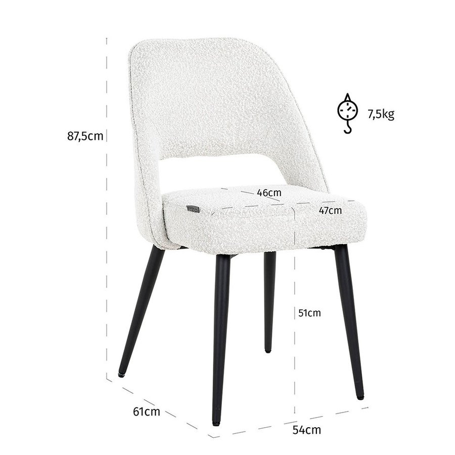 Gigi Eetkamerstoel Wit Bouclé Gigi Eetkamerstoel Wit Bouclé