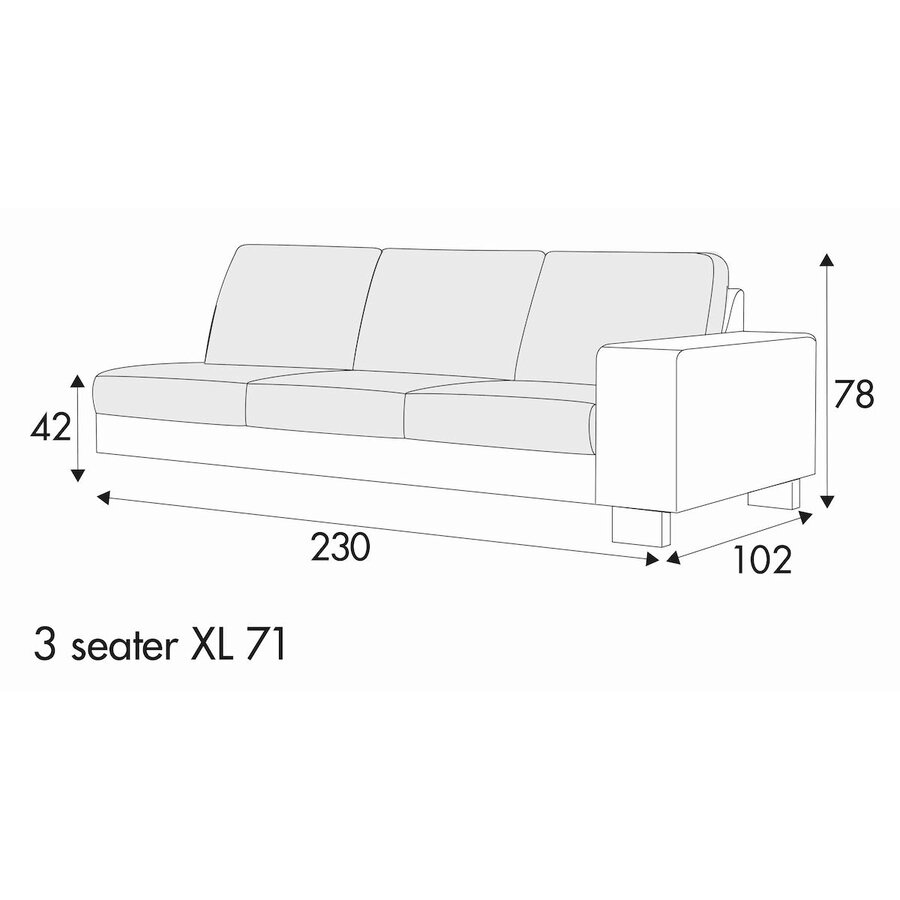 Quattro 3-Zits XL 230 cm Links/Rechts Quattro 3-Zits XL 230 cm Links/Rechts