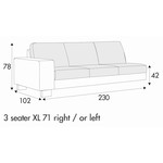 Quattro 3-Zits XL 230 cm Links/Rechts Quattro 3-Zits XL 230 cm Links/Rechts