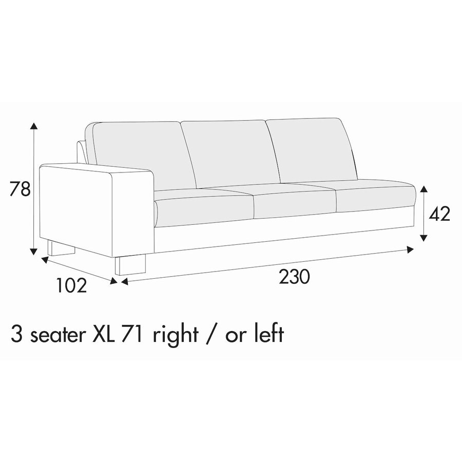 Quattro 3-Zits XL 230 cm Links/Rechts Quattro 3-Zits XL 230 cm Links/Rechts