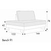 Quattro Bench 144 cm Links/Rechts XL Quattro Bench 144 cm Links/Rechts XL