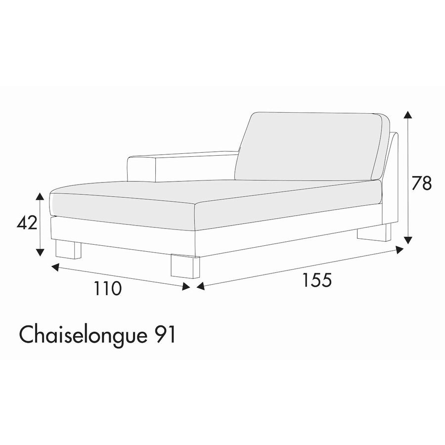 Quattro Chaiselongue 110 x 155 cm Rechts/Links