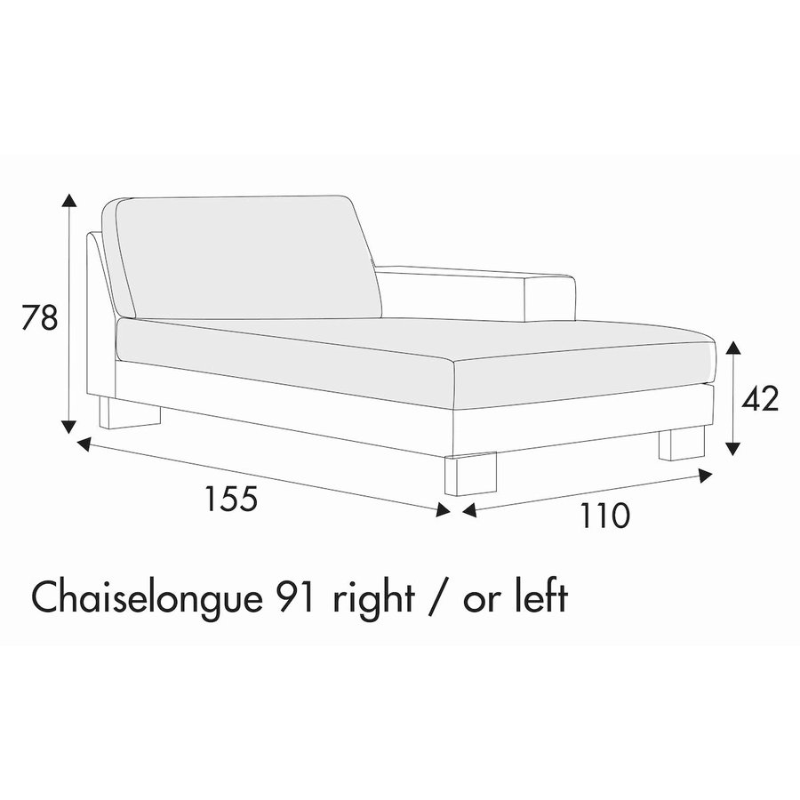 Quattro Chaiselongue 110 x 155 cm Rechts/Links