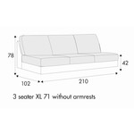 Quattro 3-Zits XL 210 cm Quattro 3-Zits XL 210 cm