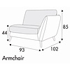 Stella Armfauteuil 93 cm Links/Rechts