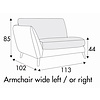 Stella Armfauteuil 113 cm Links/Rechts