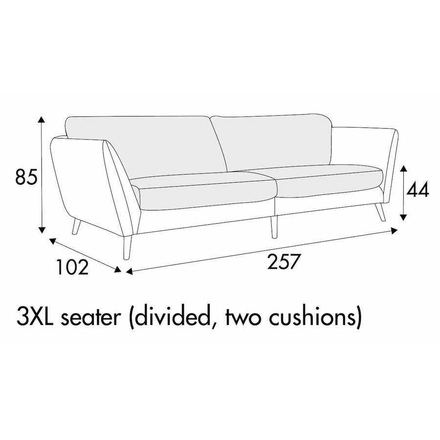 Stella 3,5-Zits 257 cm Bank - 2 Kussens Stella 3,5-Zits 257 cm Bank - 2 Kussens