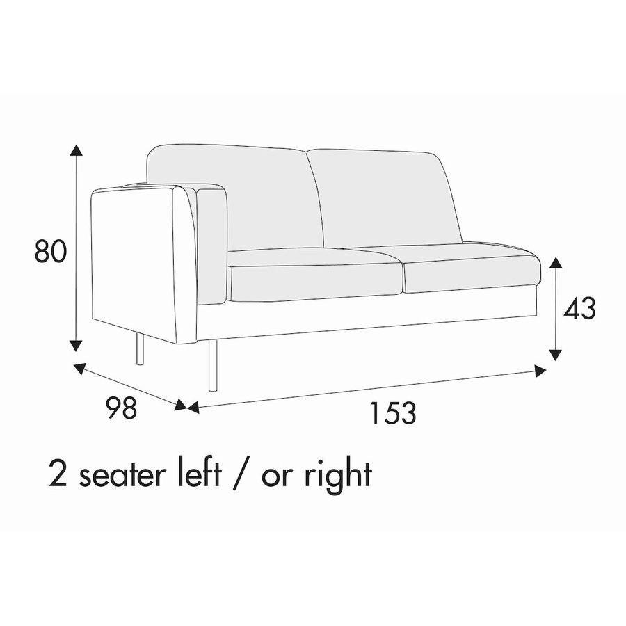 Sigge 2-Zits 153 cm Links/Rechts Sigge 2-Zits 153 cm Links/Rechts