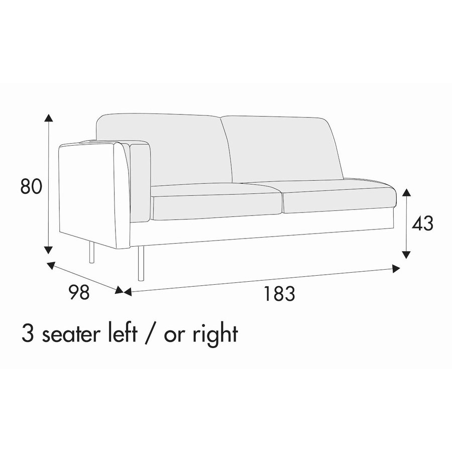 Sigge 3-Zits 183 cm Links/Rechts Sigge 3-Zits 183 cm Links/Rechts
