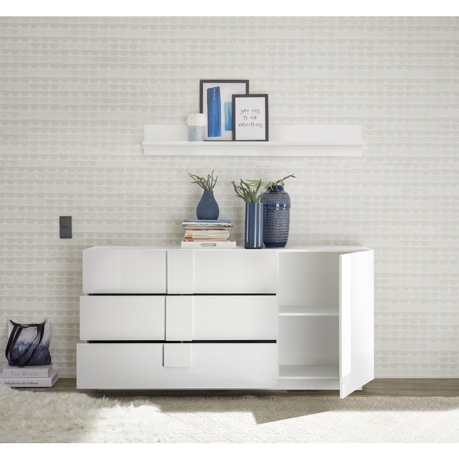 Jupiter Dressoir 3 Lades en Deur Wit HG Jupiter Dressoir 3 Lades en Deur Wit HG