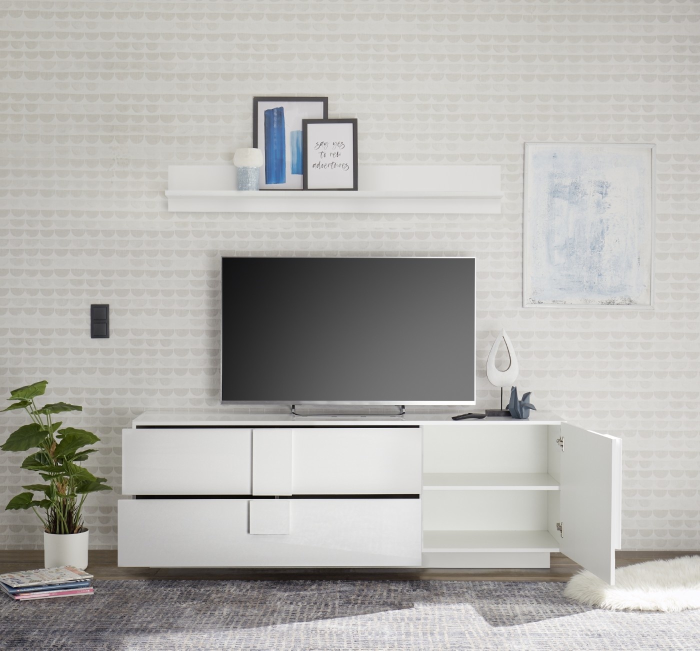 Benvenuto Design Jupiter TV-meubel met Lades Wit Hoogglans