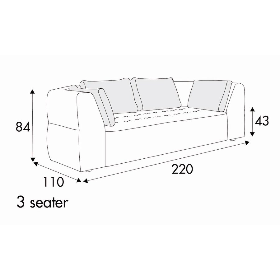 Cleo 3-Zits 220 cm Bank Cleo 3-Zits 220 cm Bank