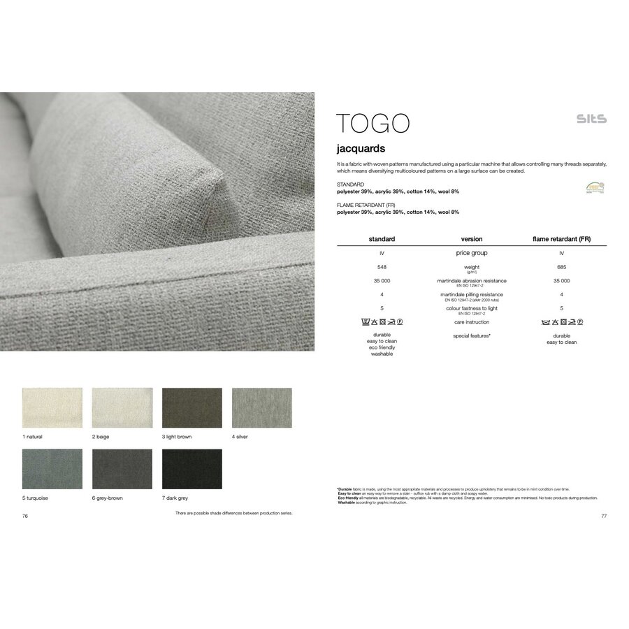 Sits Togo Turquoise Stof Sits Togo Turquoise Stof