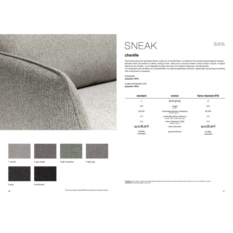 Sits Sneak Turquoise Stof