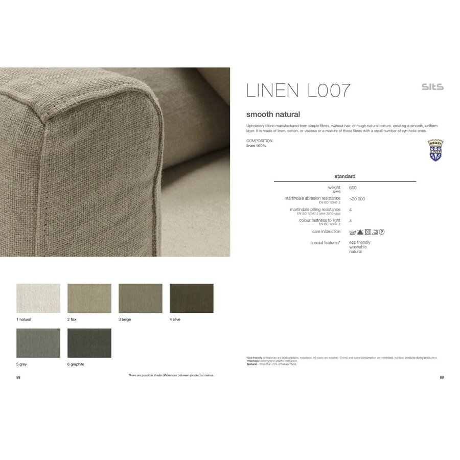 Sits Linen Exclusive Olijf Stof Sits Linen Exclusive Olijf Stof