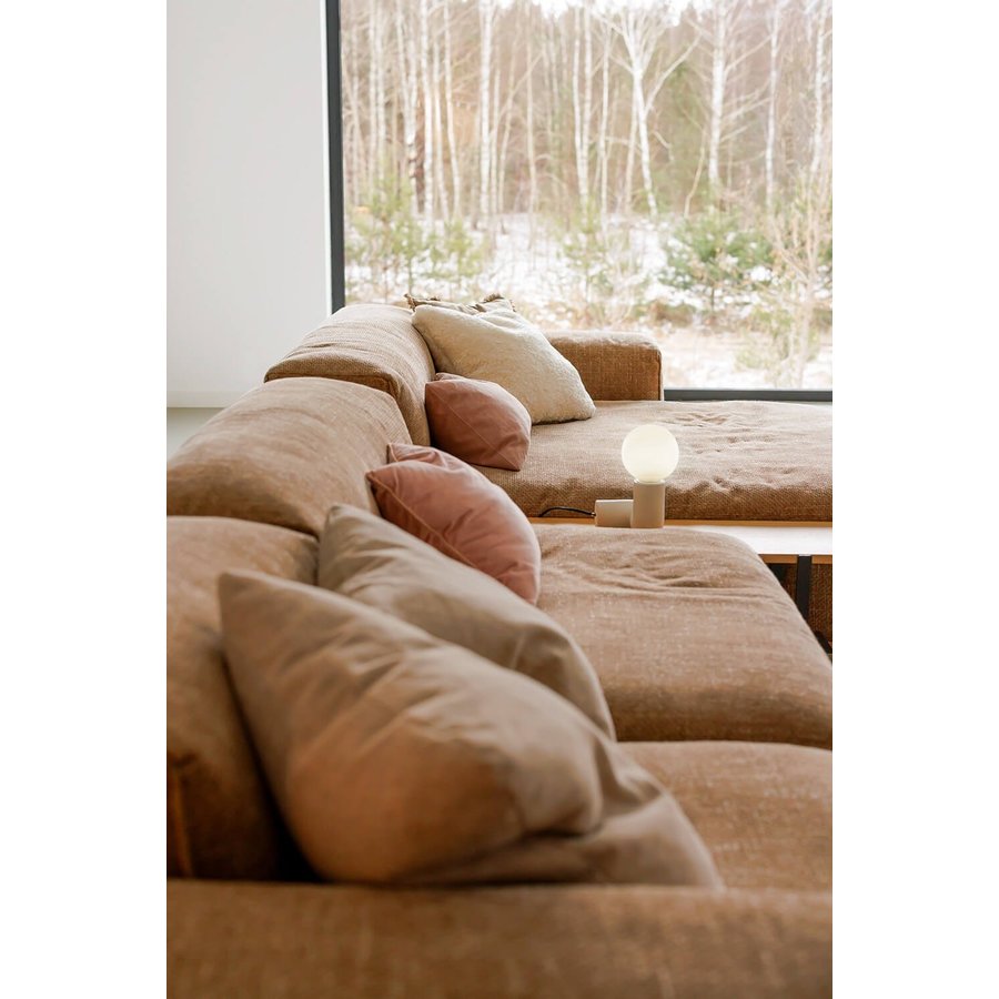 Edda 3-Zits Bank + Chaise Longue Bruin en Salontafel Edda 3-Zits Bank + Chaise Longue Bruin en Salontafel