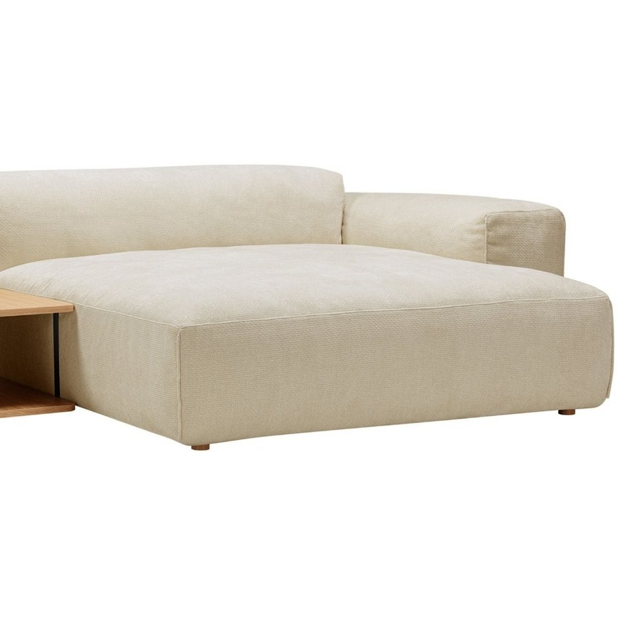 Edda 2.5-Zits Bank + Chaise Longue Creme met Salontafel Edda 2.5-Zits Bank + Chaise Longue Creme met Salontafel