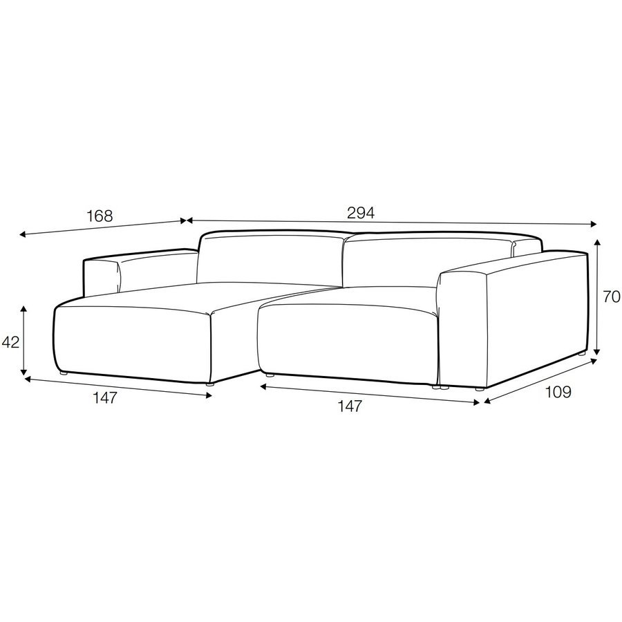 Edda Chaise Longue + 2-Zits Bank Donkerblauw Edda Chaise Longue + 2-Zits Bank Donkerblauw