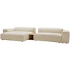 Edda 2.5-Zits Bank + Chaise Longue Creme met Salontafel