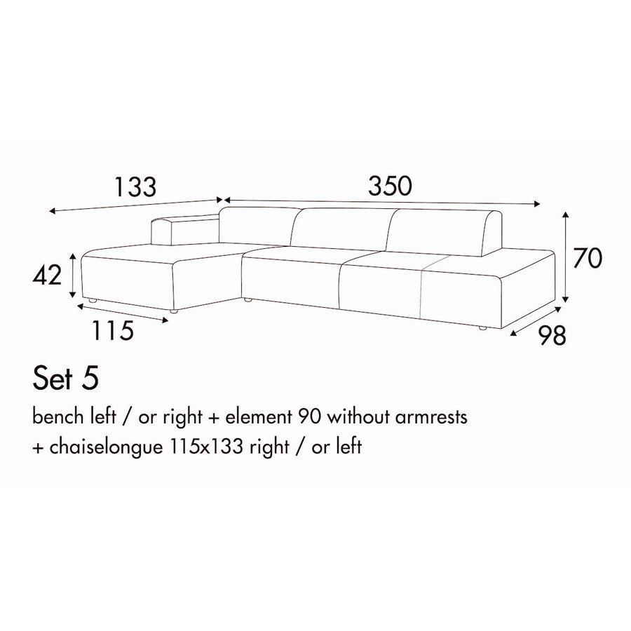 Milano Hoekbank met Divan Links Grijs/Beige Milano Hoekbank met Divan Links Grijs/Beige