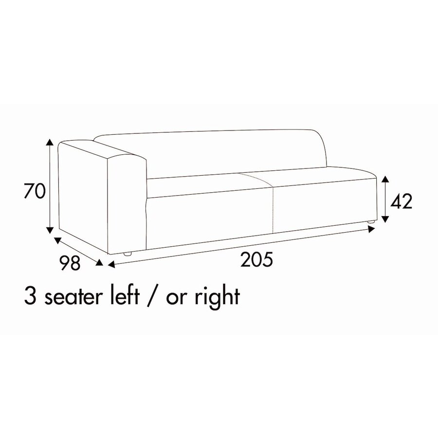 Milano 3-Zits 205 cm Links/Rechts Milano 3-Zits 205 cm Links/Rechts