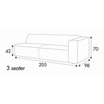 Milano 3-Zits 205 cm Links/Rechts Milano 3-Zits 205 cm Links/Rechts