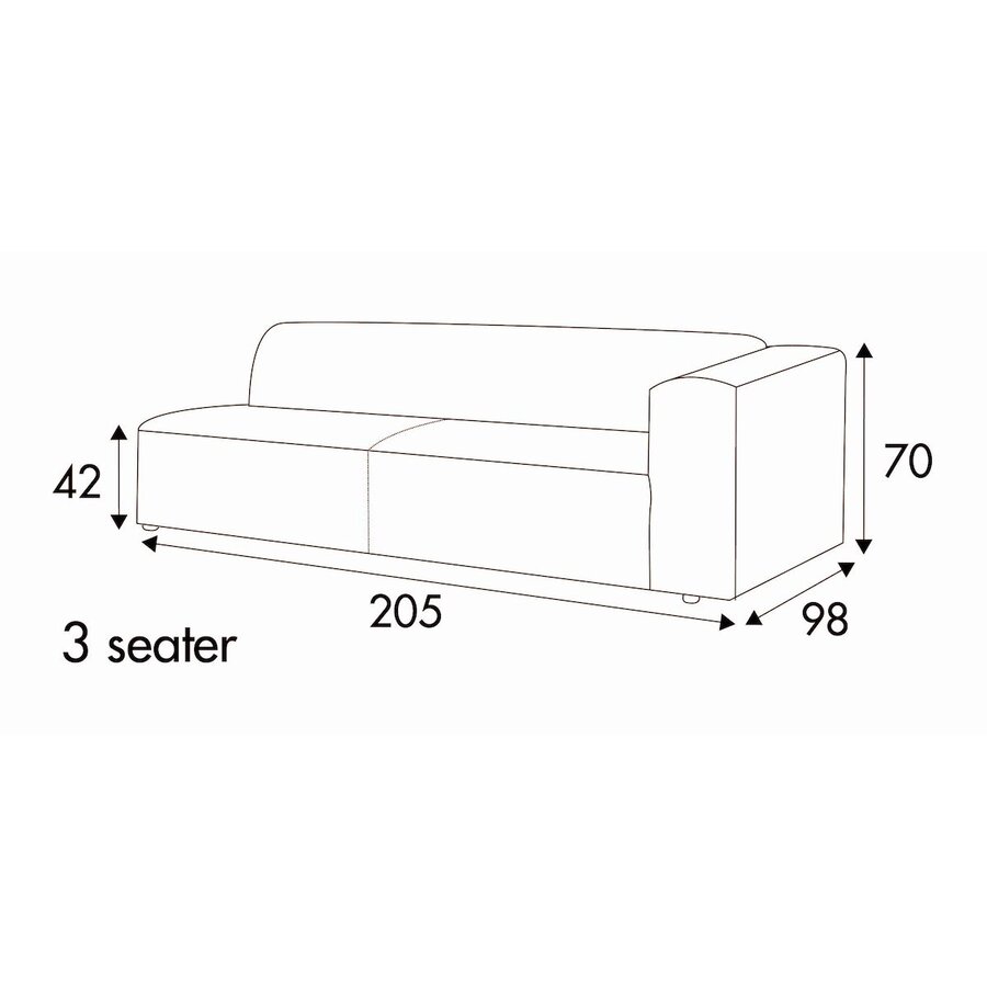 Milano 3-Zits 205 cm Links/Rechts Milano 3-Zits 205 cm Links/Rechts