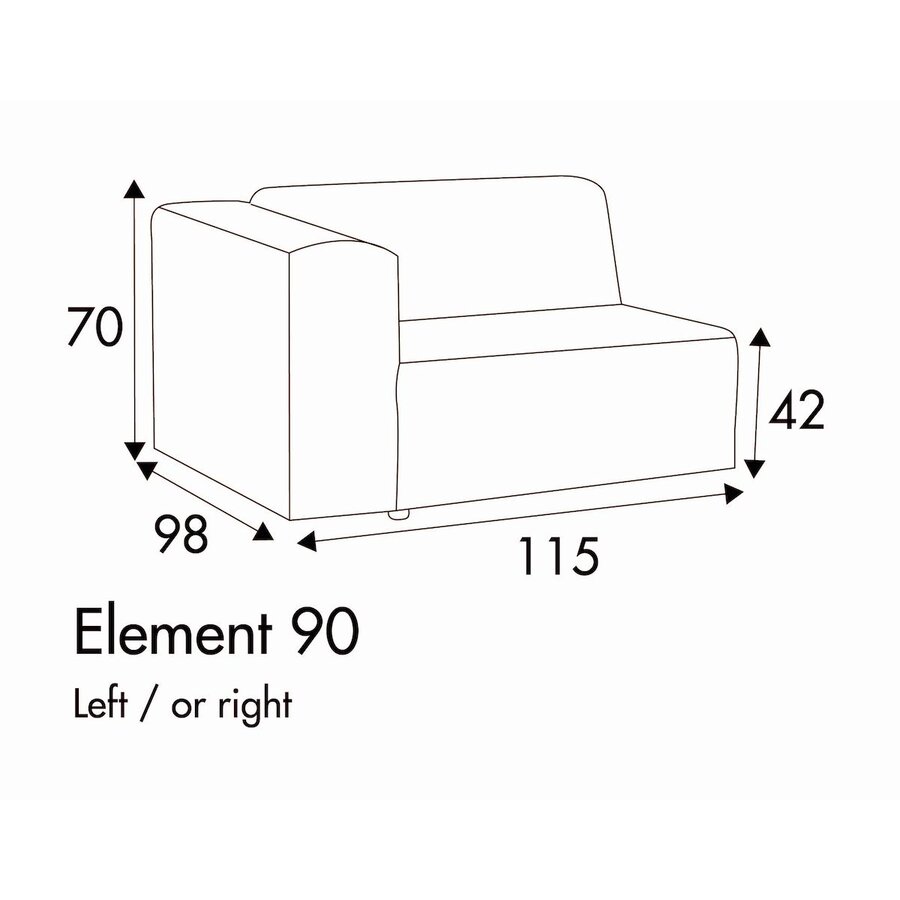 Milano 1-Zits 115 cm Links/Rechts Milano 1-Zits 115 cm Links/Rechts