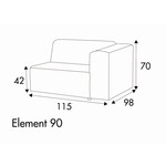 Milano 1-Zits 115 cm Links/Rechts Milano 1-Zits 115 cm Links/Rechts