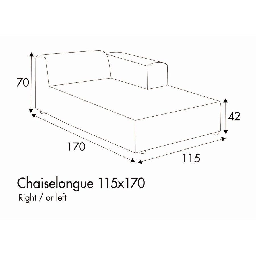 Milano Chaise Longue 115 x 170 cm Rechts/Links Milano Chaise Longue 115 x 170 cm Rechts/Links