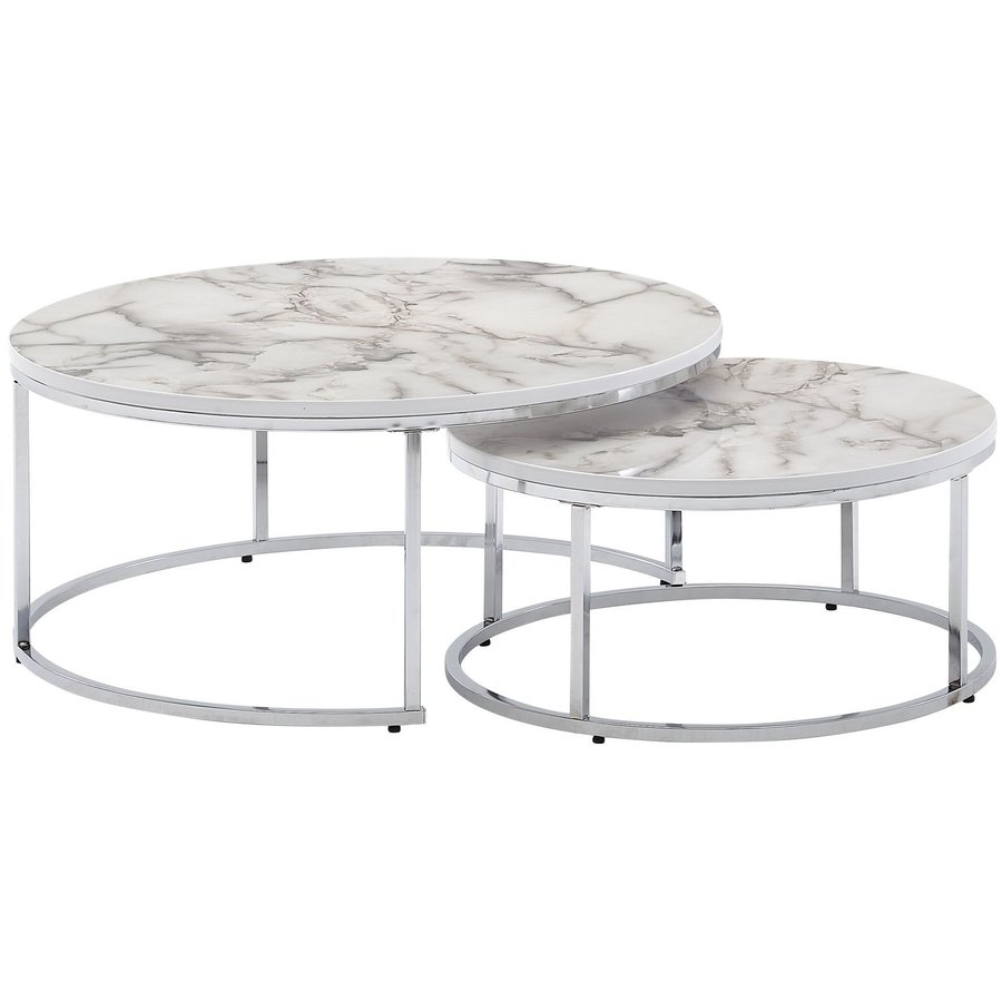 Cherie Salontafel Set Wit/Zilver Cherie Salontafel Set Wit/Zilver