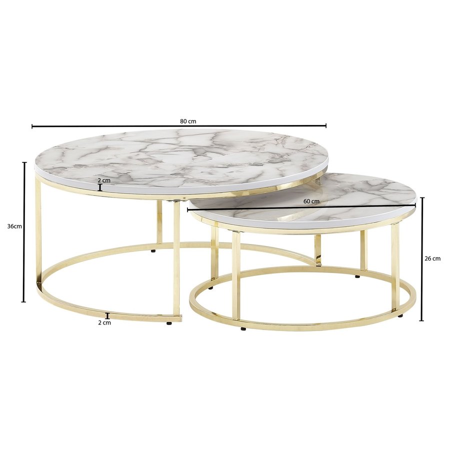 Cherie Salontafel Set Wit / Goud Cherie Salontafel Set Wit / Goud