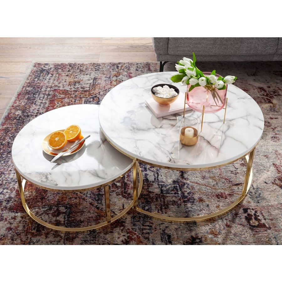 Cherie Salontafel Set Wit / Goud Cherie Salontafel Set Wit / Goud