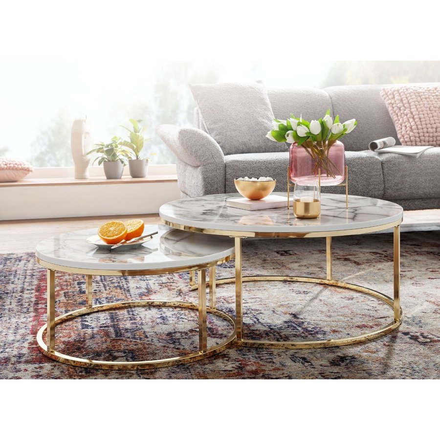 Cherie Salontafel Set Wit / Goud Cherie Salontafel Set Wit / Goud