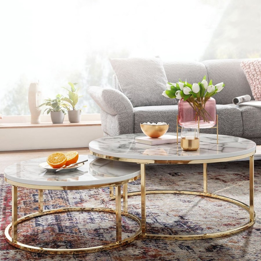 Cherie Salontafel Set Wit / Goud Cherie Salontafel Set Wit / Goud