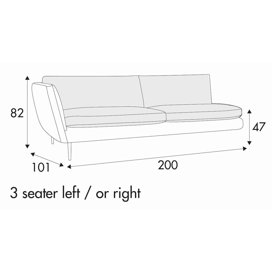 Teddy 3-Zits 200 cm Links/Rechts Teddy 3-Zits 200 cm Links/Rechts