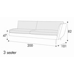 Teddy 3-Zits 200 cm Links/Rechts Teddy 3-Zits 200 cm Links/Rechts
