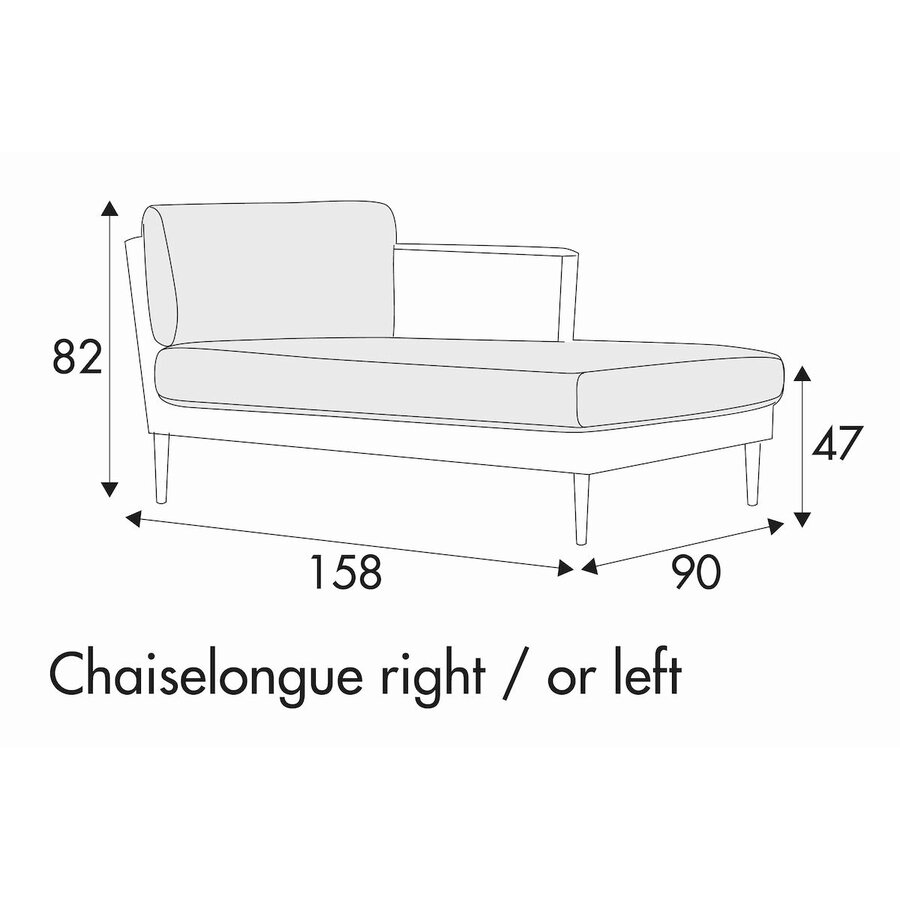 Teddy Chaise Longue 90 x 158 cm Rechts/Links Teddy Chaise Longue 90 x 158 cm Rechts/Links