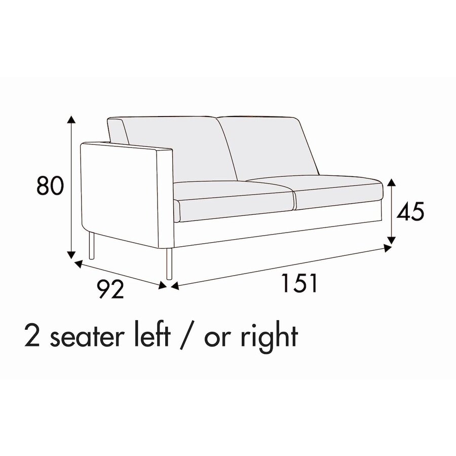 Elis 2-Zits 151 cm Links/Rechts - 2 Kussens