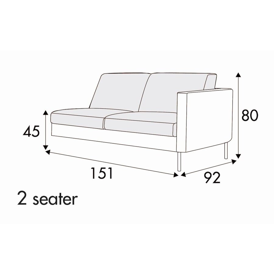 Elis 2-Zits 151 cm Links/Rechts - 2 Kussens