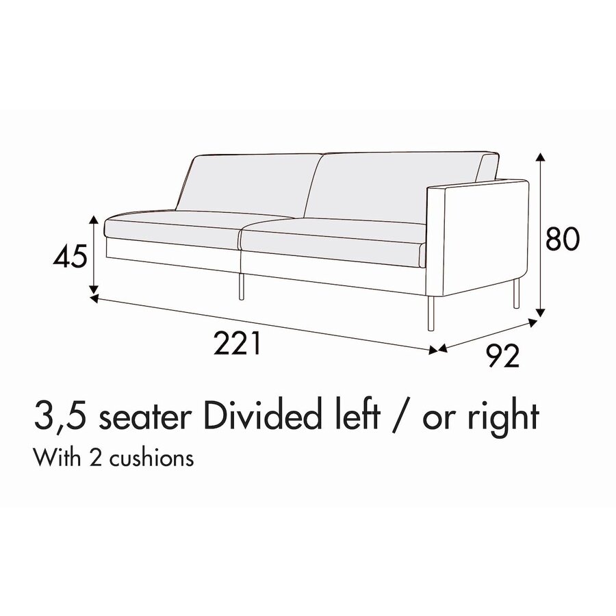 Elis 3,5-Zits 221 cm Links/Rechts - 2 Kussens