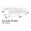 Elis 3,5-Zits 232 cm Bank - 2 Kussens