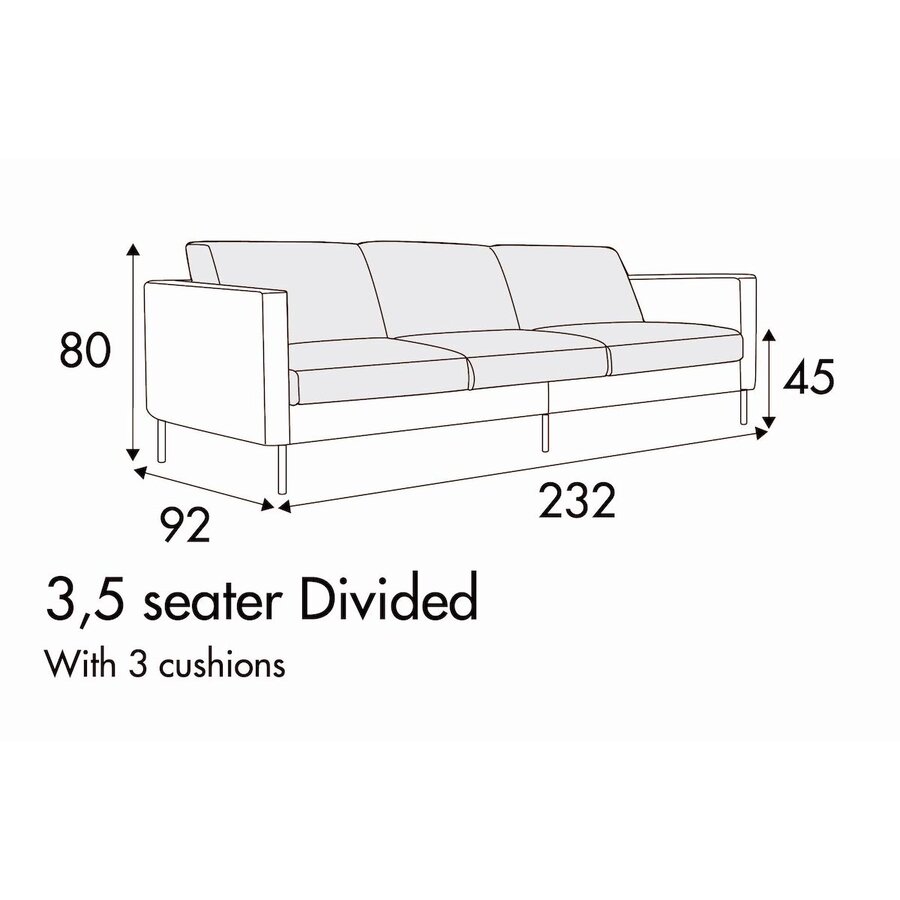Elis 3,5-Zits 232 cm Bank - 3 Kussens Elis 3,5-Zits 232 cm Bank - 3 Kussens