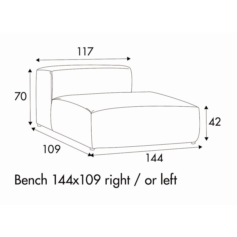 Edda Bench 144 x 109 cm Links/Rechts Edda Bench 144 x 109 cm Links/Rechts