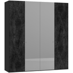 Jutzler Grafiet / Donker Spiegel Draaideurkast 4 deuren Jutzler Grafiet / Donker Spiegel Draaideurkast 4 deuren